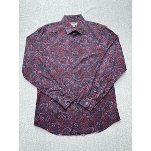 Express Shirt Mens‎ Medium Slim Red Paisley Boho Hippie Streetwear Dark Academia